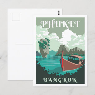 Phuket Bangkok Thailand Travel Place Illustration Postcard