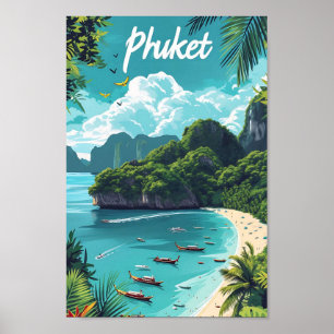 Phuket Thailand Artistic Travel Illustration Poster
