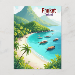 Phuket Thailand Artistic Travel watercolor Holiday Postcard