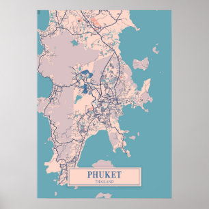 Phuket - Thailand Breezy City Map  Poster