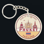 Phuket Thailand City Skyline Emblem Key Ring<br><div class="desc">Phuket minimalist,  colourful art design featuring monuments and landmarks of the city in Thailand.</div>