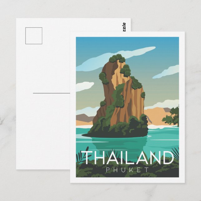 Phuket Thailand Famous Travel Place Illustration Postcard (Front/Back)