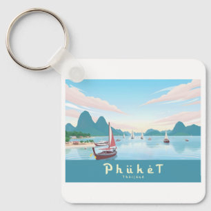 Phuket Thailand Pastel Travel Key Ring