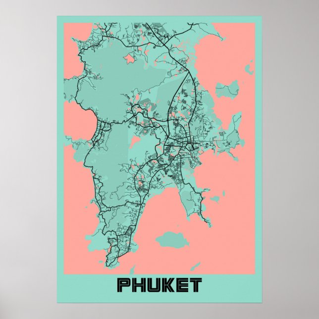 Phuket - Thailand Peony City Map Poster (Front)