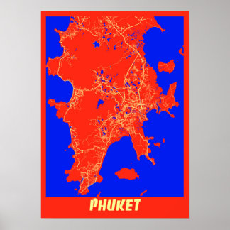 Phuket - Thailand Retro City Map Poster