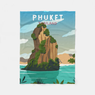 Phuket Thailand Retro  Fleece Blanket
