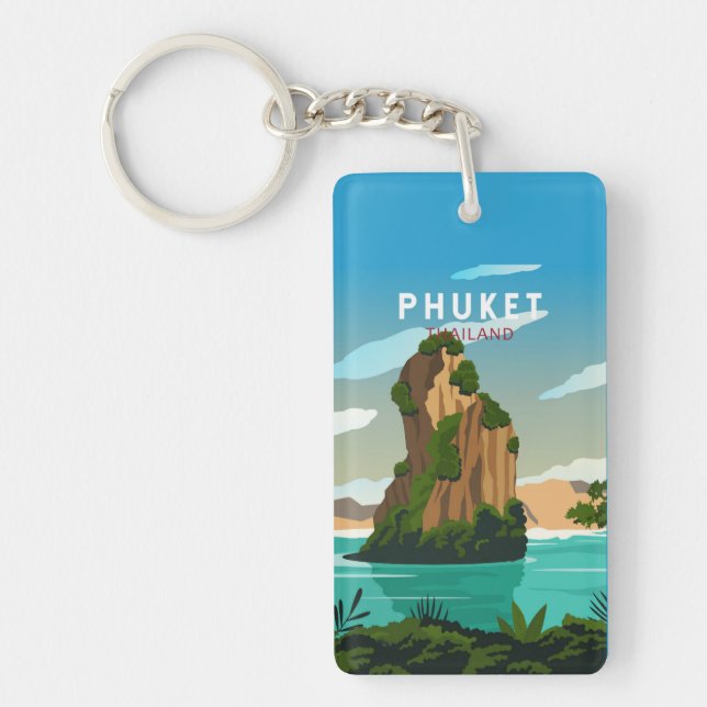 Phuket Thailand Retro  Key Ring (Front)