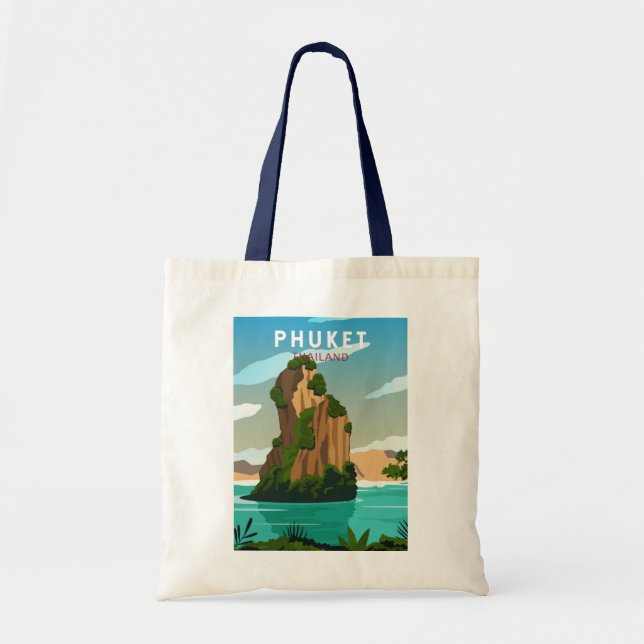 Phuket Thailand Retro Postcard Tote Bag (Front)