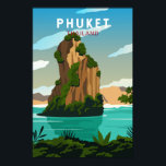 Phuket Thailand Retro  Poster<br><div class="desc">Phuket vector artwork design. It consists of the island of Phuket,  the country's largest island,  and another 32 smaller islands off its coast. It lies off the west coast of mainland Thailand in the Andaman Sea.</div>