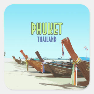 Phuket Thailand Tropical Beach Vintage Square Sticker