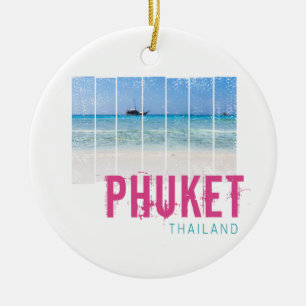 Phuket Thailand Vintage Beach Panorama Souvenir Ceramic Ornament
