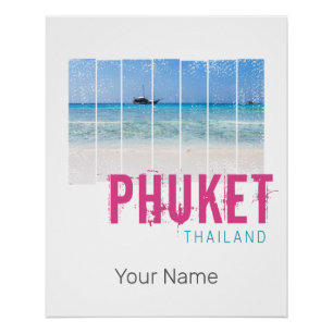Phuket Thailand Vintage Beach Panorama Souvenir Poster