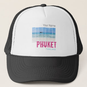 Phuket Thailand Vintage Beach Panorama Souvenir Trucker Hat