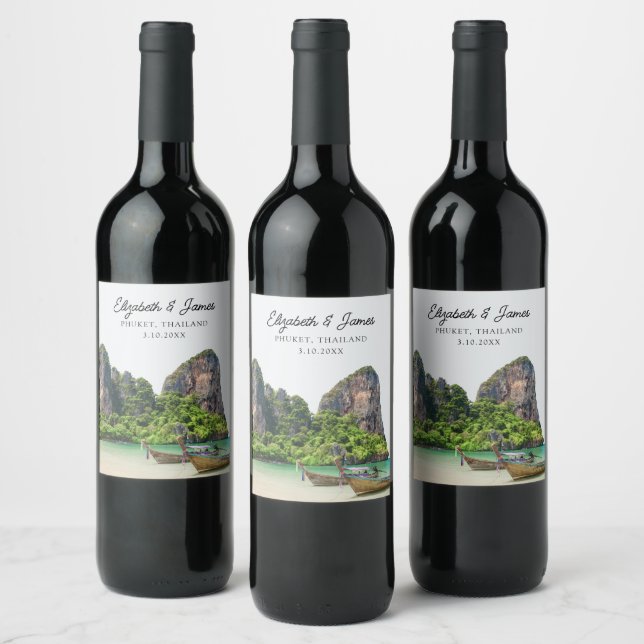 Phuket Wedding Thailand Personalised Wine Label (Bottles)