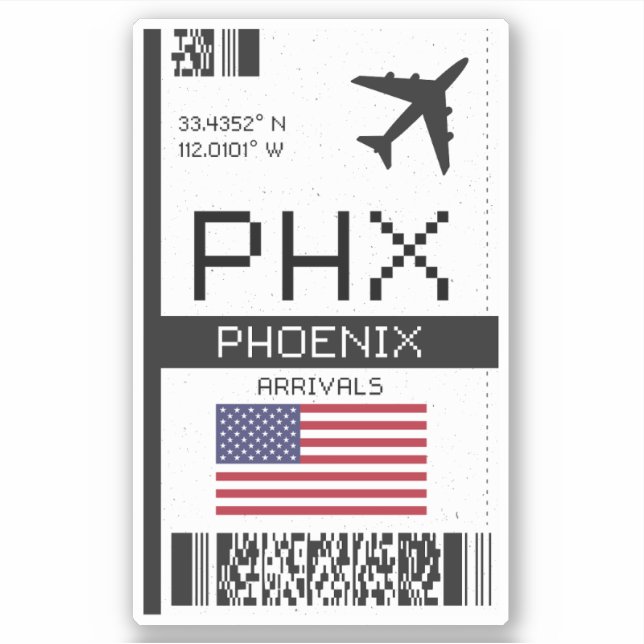 PHX Phoenix Boarding Pass - Arizona Travel (Front)