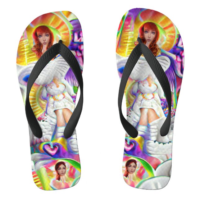 Phycodelic Angel Trip Custom Created Flip Flops (Footbed)