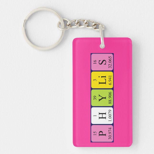 Phylis periodic table name keyring (Front)