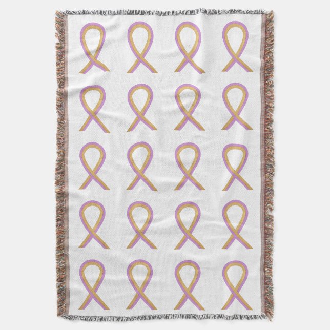 Phyllodes Tumour Awareness Ribbon Throw Blankets (Front Vertical)