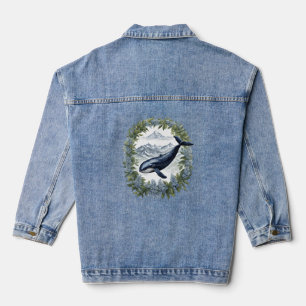 Physeter macrocephalus Whale With Mountain Laurel Denim Jacket