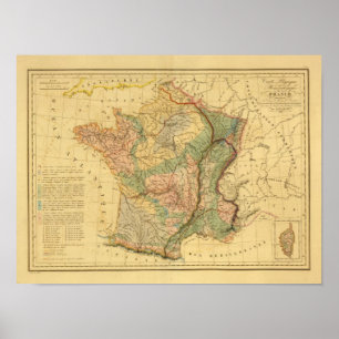 Physical and mineralogical map of France Poster