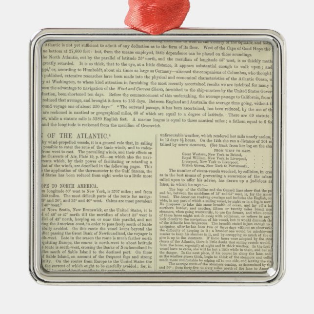 Physical Chart of the Atlantic Ocean Metal Tree Decoration (Front)