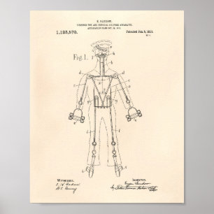 Physical Culture 1915 Patent Art Old Peper Poster