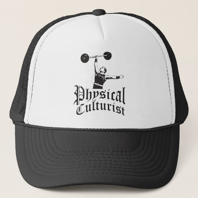 Physical Culture Bodybuilding Lifting Trucker Hat (Front)