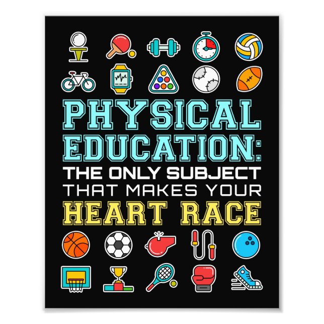 Physical Education Heart Race PE Teacher Photo Print (Front)