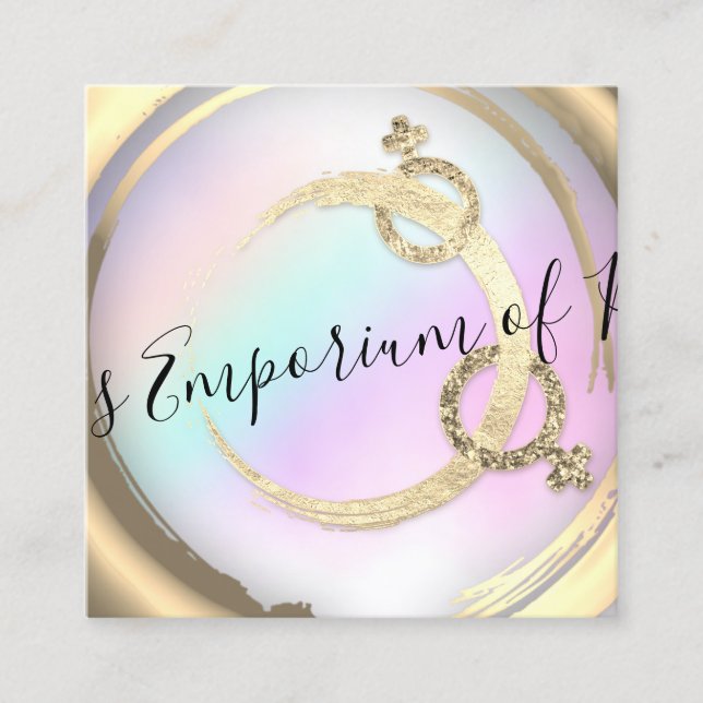  Physical Education Intimate School Pink Gold Square Business Card (Front)