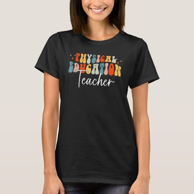 Physical Education Teacher Fall Vibes Autumn Leave T-Shirt (Front)