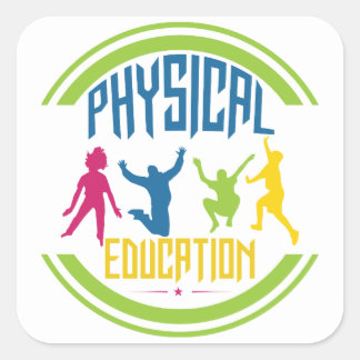 Physical Education- With Children Playing Square Sticker