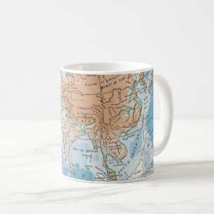 Physical Map of Asia (1916) Coffee Mug