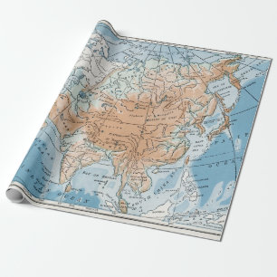 Physical Map of Asia (1916) Wrapping Paper