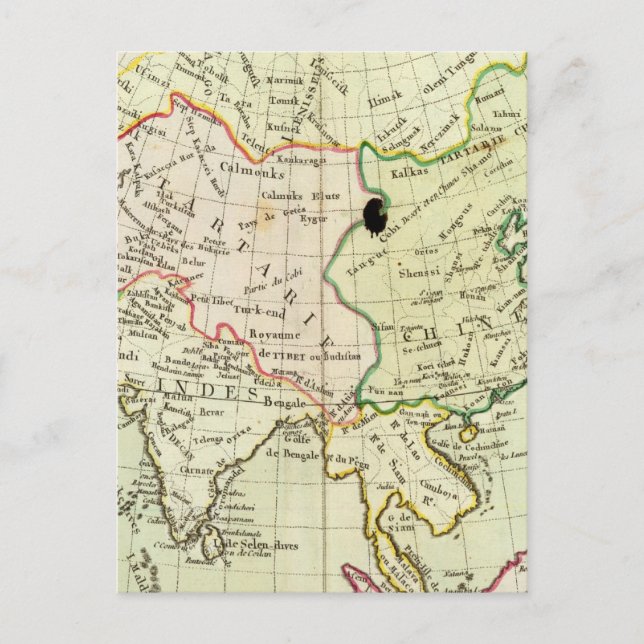 Physical map of Asia Postcard (Front)