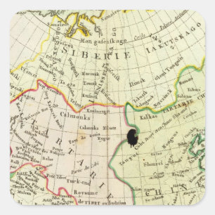 Physical map of Asia Square Sticker