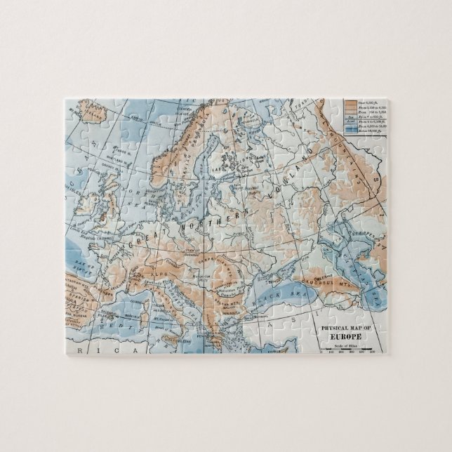 Physical Map of Europe (1916) Jigsaw Puzzle (Horizontal)