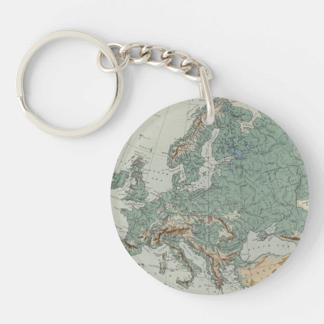 Physical Map of Europe Key Ring (Front)