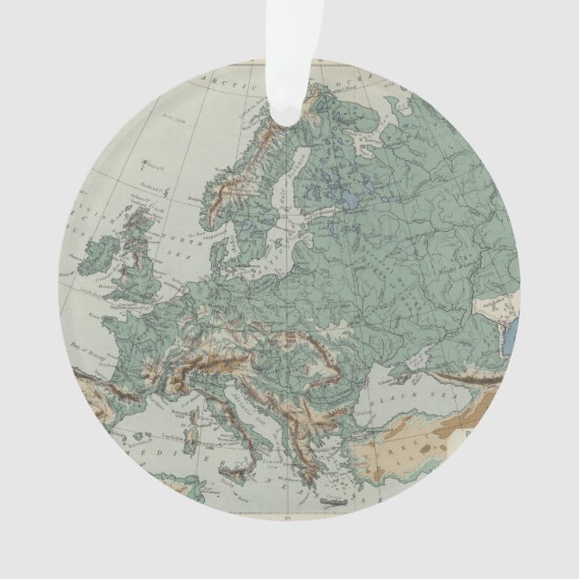 Physical Map of Europe Ornament (Front)