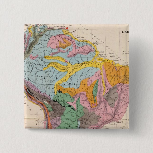 Physical Map of South America 15 Cm Square Badge (Front)