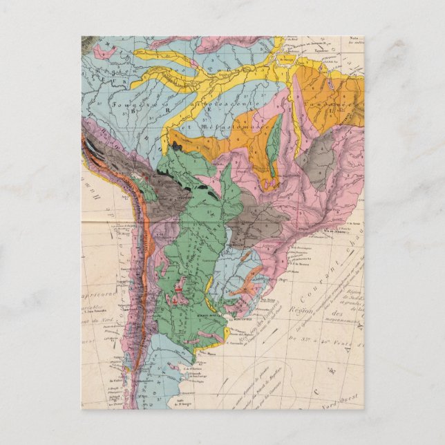 Physical Map of South America Postcard (Front)