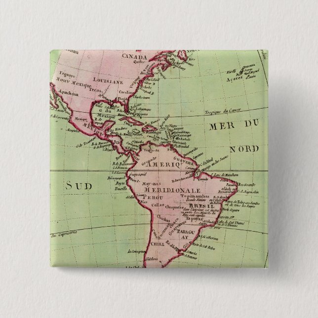 Physical map of the Americas 15 Cm Square Badge (Front)