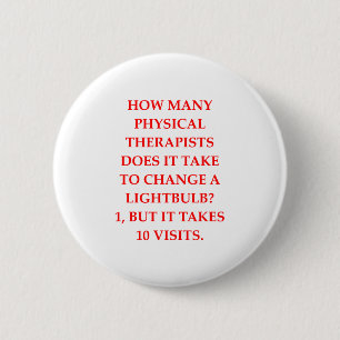physical therapist 6 cm round badge