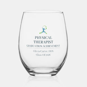 Physical Therapist Custom Name Since Year Stemless Wine Glass