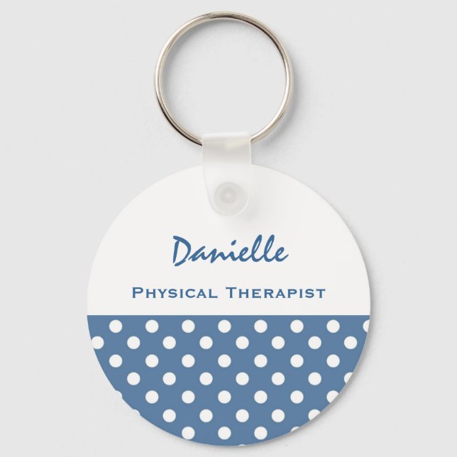 Physical Therapist Cute Polka Dot Keychain Gift (Front)