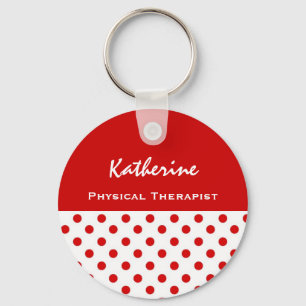 Physical Therapist Cute Polka Dot Keychain Gift
