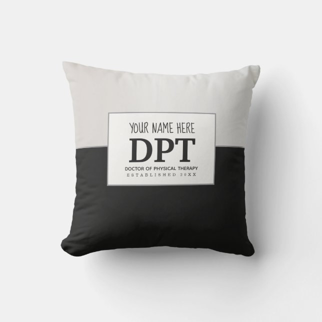 Physical Therapist DPT Customised Silver & Black Cushion (Front)