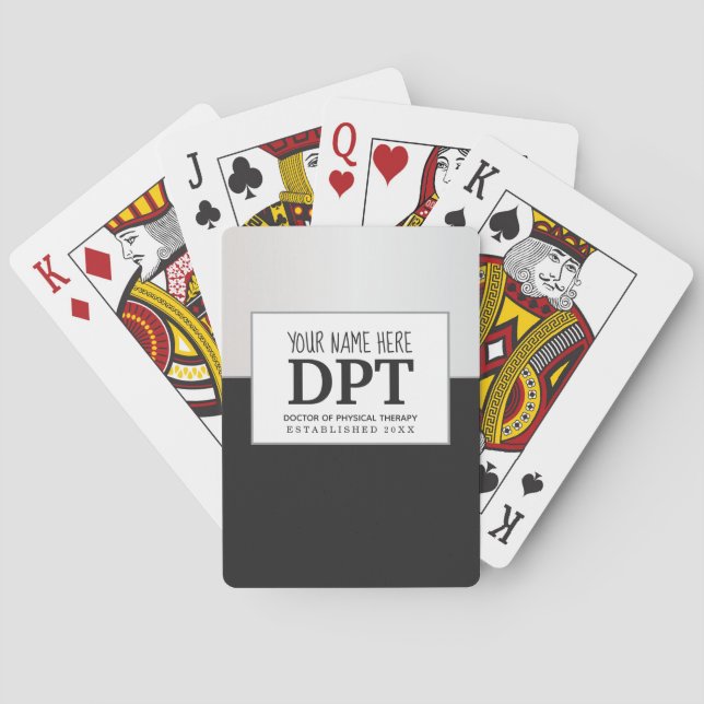 Physical Therapist DPT Customised Silver & Black Playing Cards (Back)