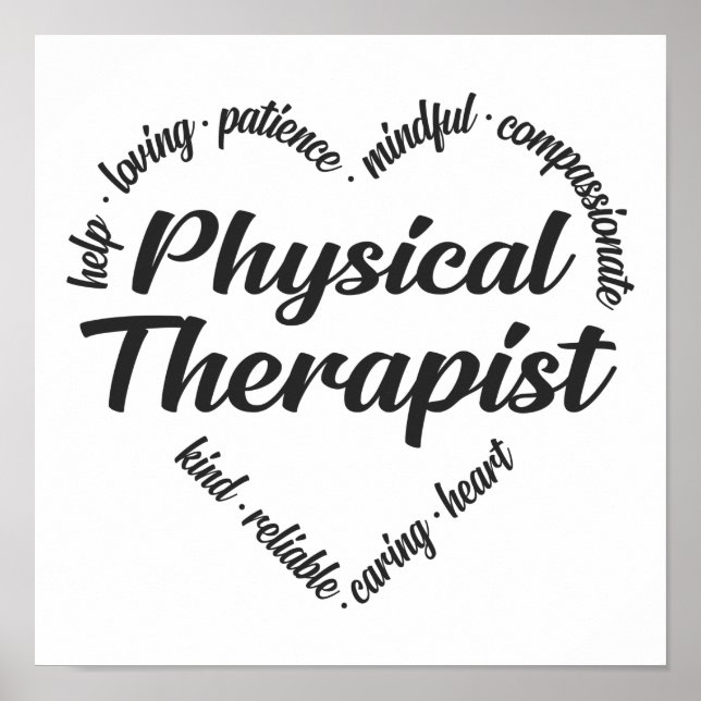 Physical Therapist Heart Word Cloud Poster (Front)