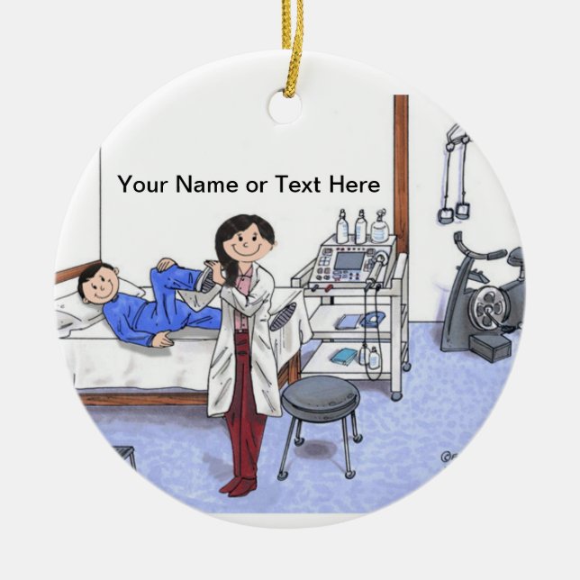 Physical Therapist, long black hair Ceramic Ornament (Front)