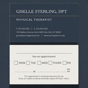 Physical Therapist Office Appointment Reminder Card